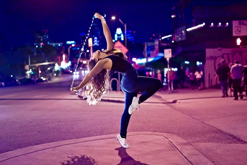 Street dancer with lights
